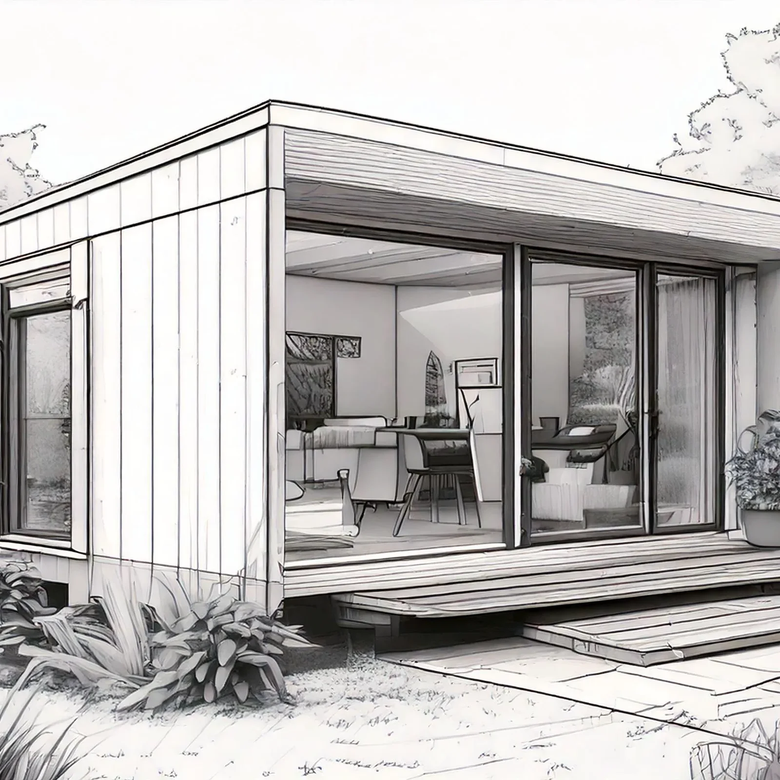 Garden office interior workspace